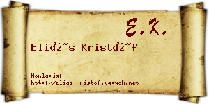 Eliás Kristóf névjegykártya